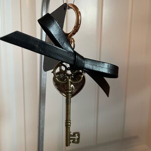 Gold Bag Charm with Lock and Key Ribbon- BlackElegant Black